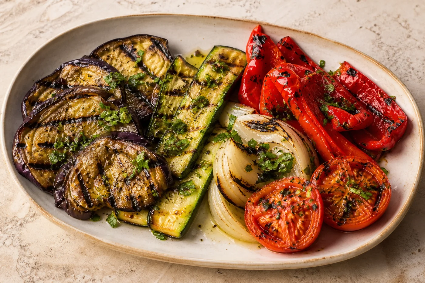Charcoal-grilled seasonal vegetables