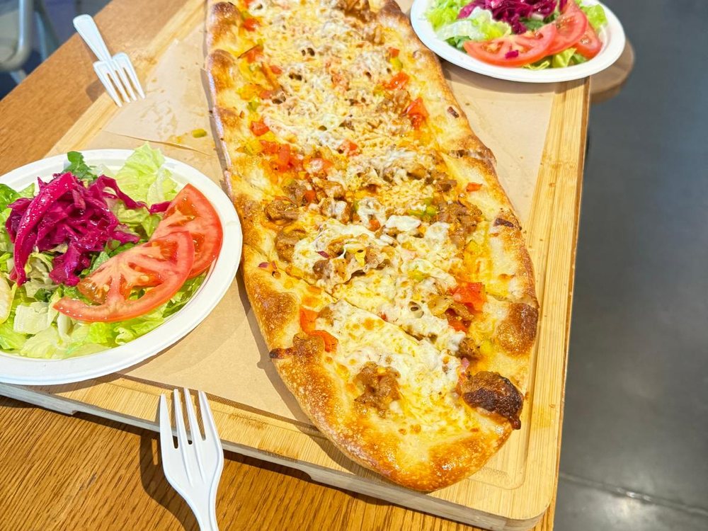 Peynirli pide with salad, from our kitchen