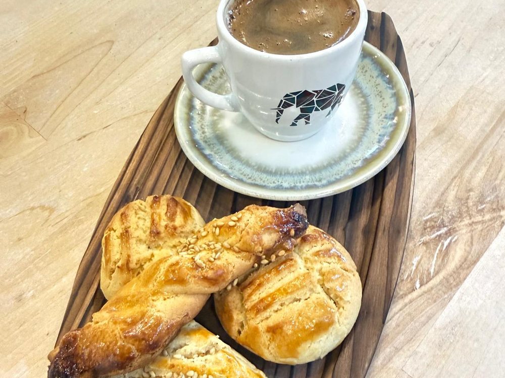 Turkish coffee with pastries, from our kitchen