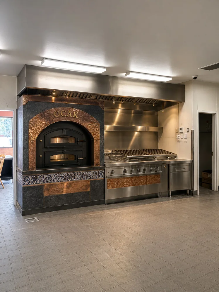 Proposed OCAK kitchen centered on a visible hearth